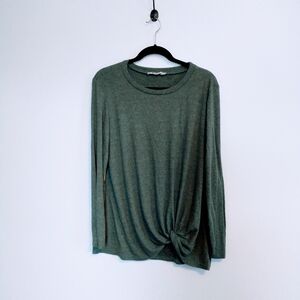 Yidarton green long sleeve top with draped front size medium